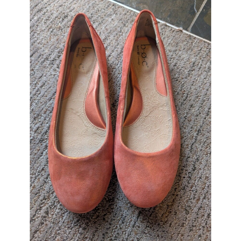 BOC Born Concept Women's sz 6.5 Orange Leather Sparkle Slip On Ballet Flats